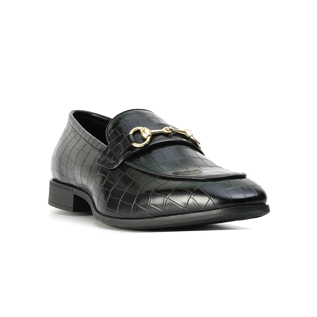 Monkstory Horsebit Croc-Effect Slip-Ons - Black - Image 3