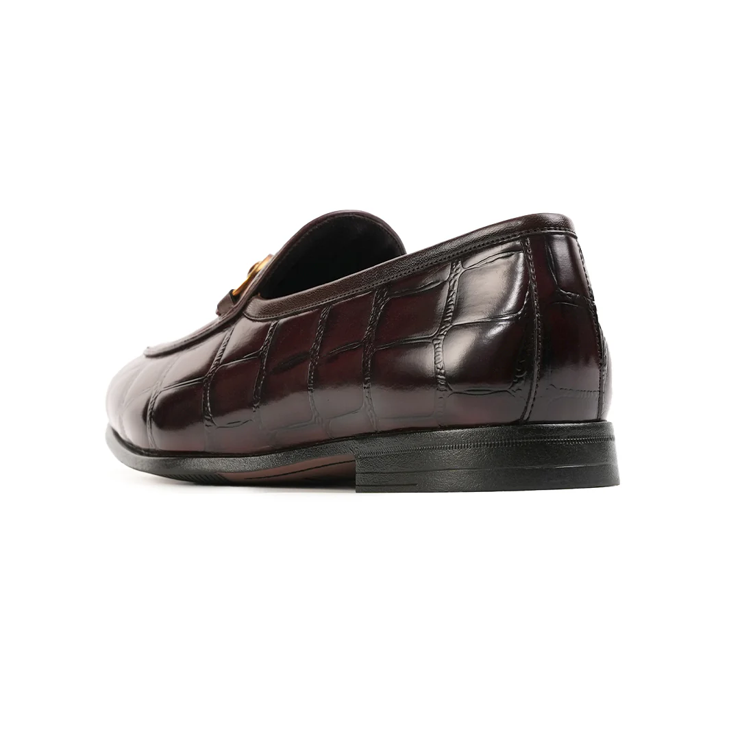 Monkstory Horsebit Smart Croc-Effect Slip-Ons – Burgundy - Image 10