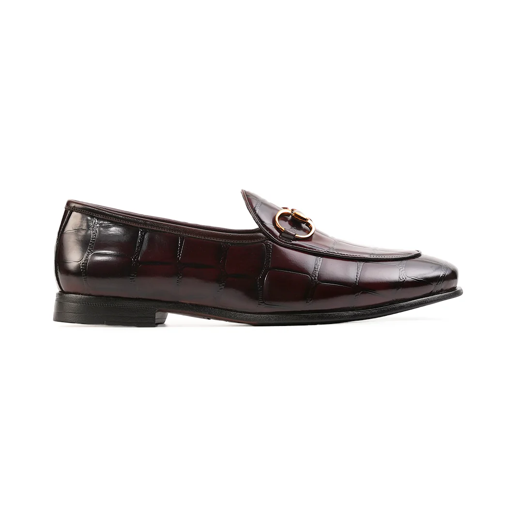 Monkstory Horsebit Smart Croc-Effect Slip-Ons – Burgundy - Image 7