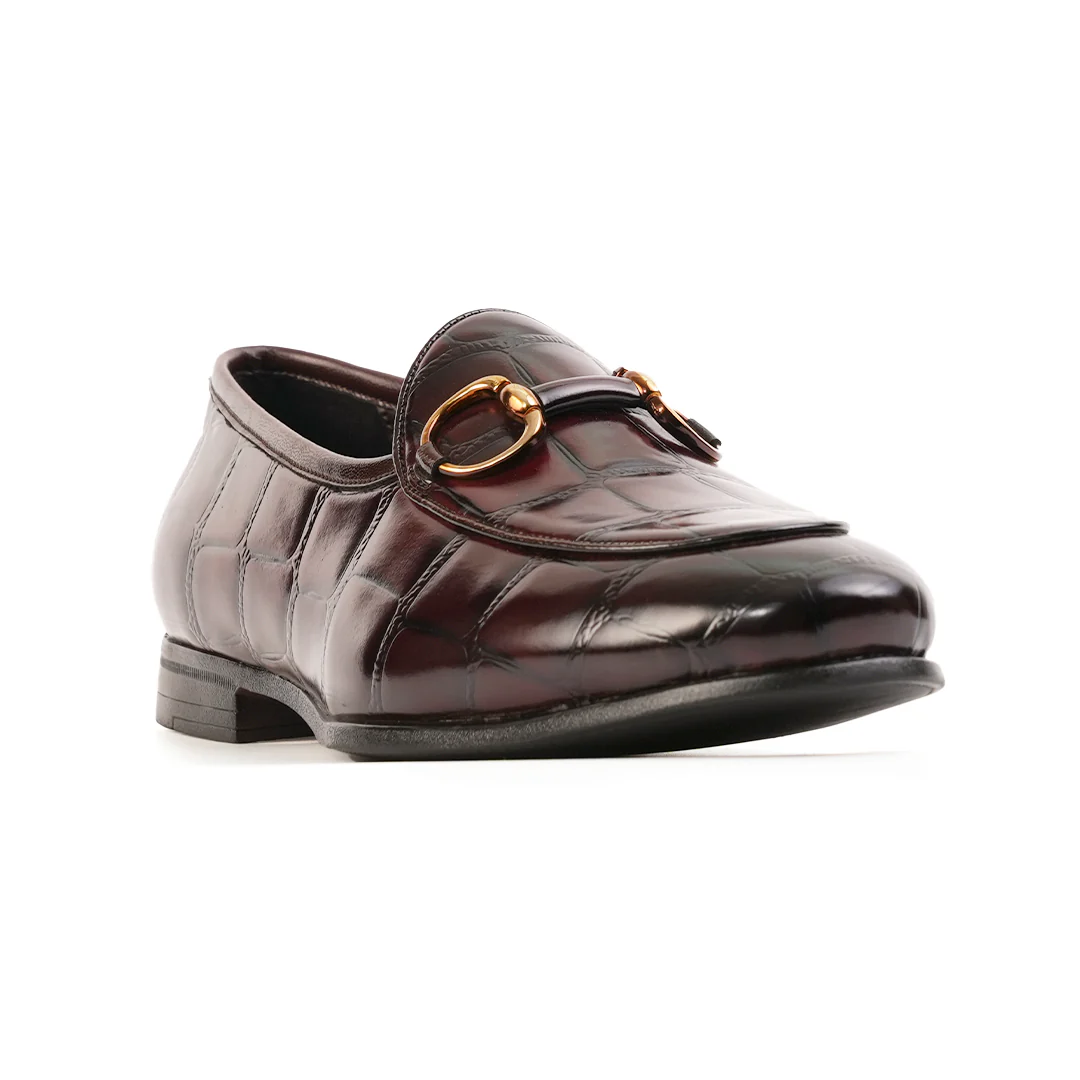 Monkstory Horsebit Smart Croc-Effect Slip-Ons – Burgundy - Image 8