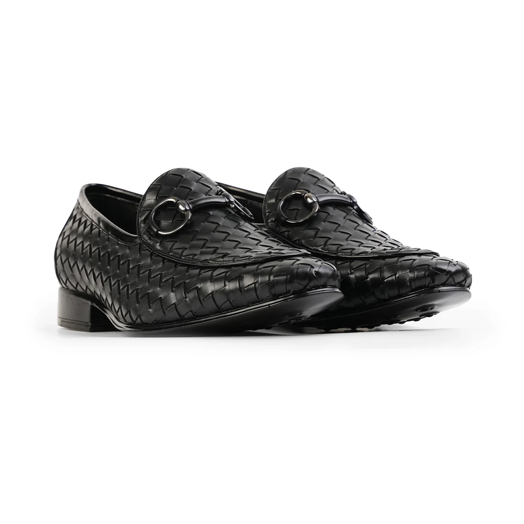 Monkstory Horsebit Smart Hand Woven Slip-Ons – Black - Image 10