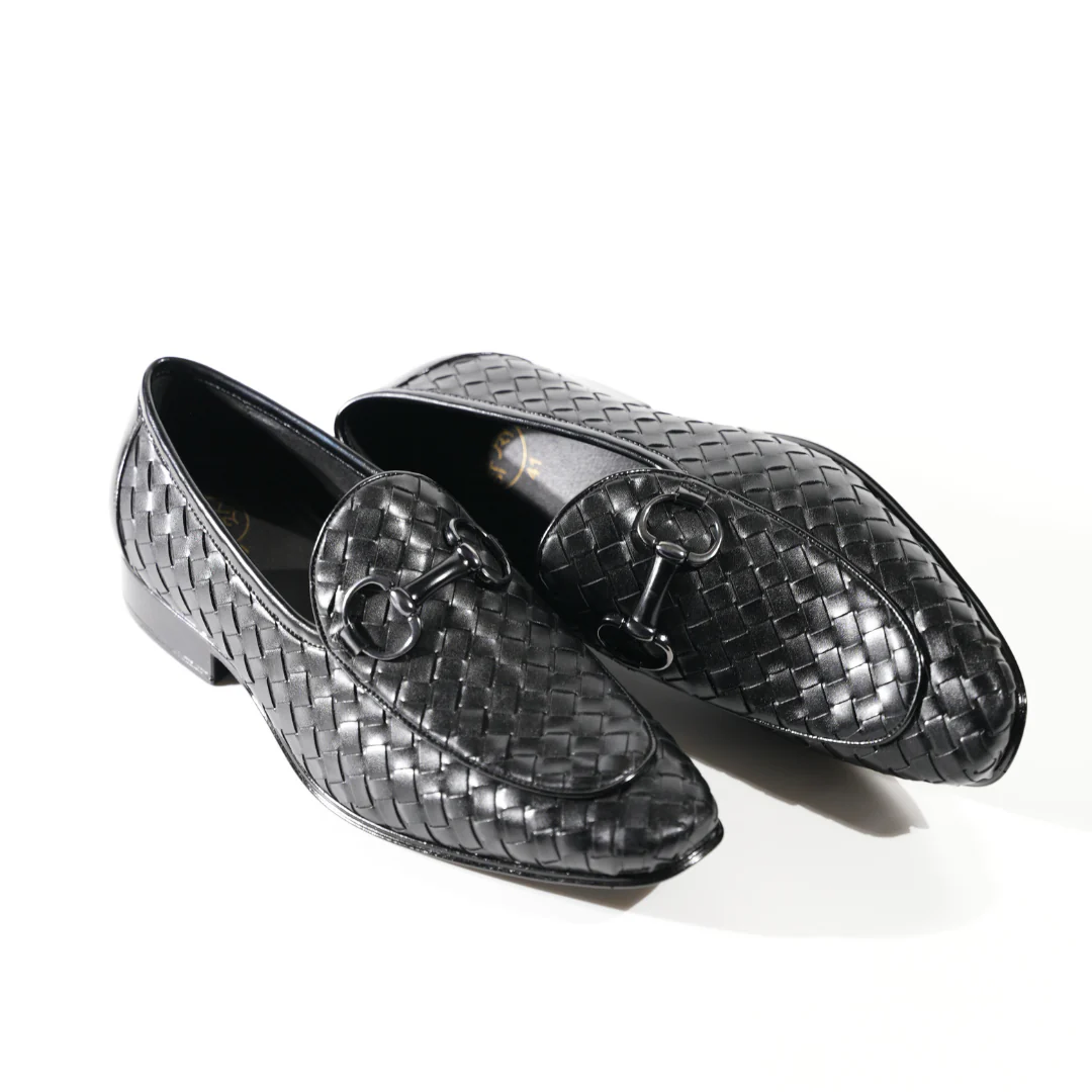 Monkstory Horsebit Smart Hand Woven Slip-Ons – Black - Image 3