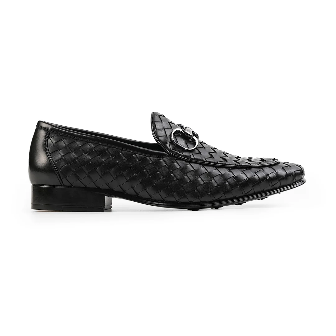 Monkstory Horsebit Smart Hand Woven Slip-Ons – Black - Image 7
