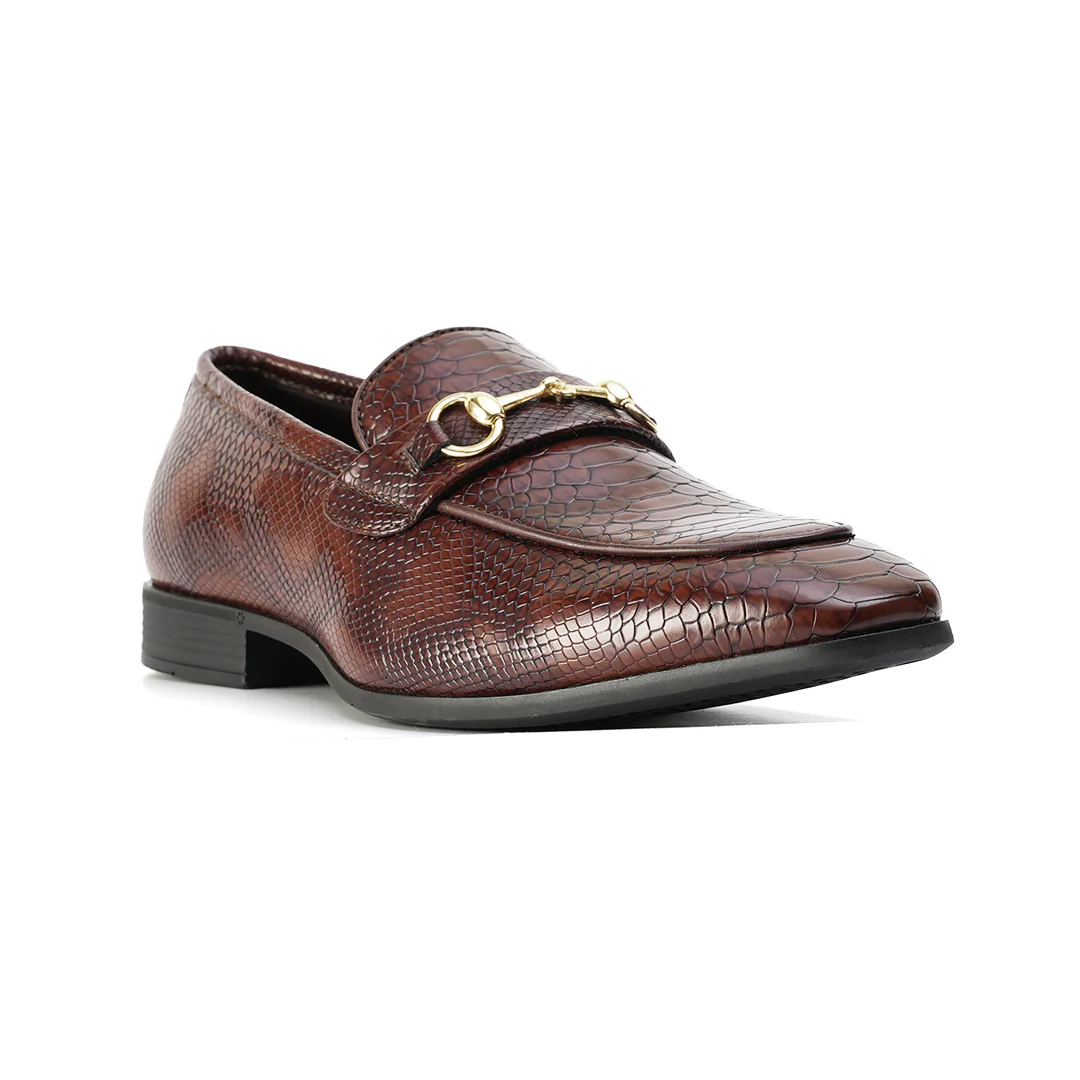 Monkstory Horsebit Snake-Effect Slip-Ons - Brown - Image 3