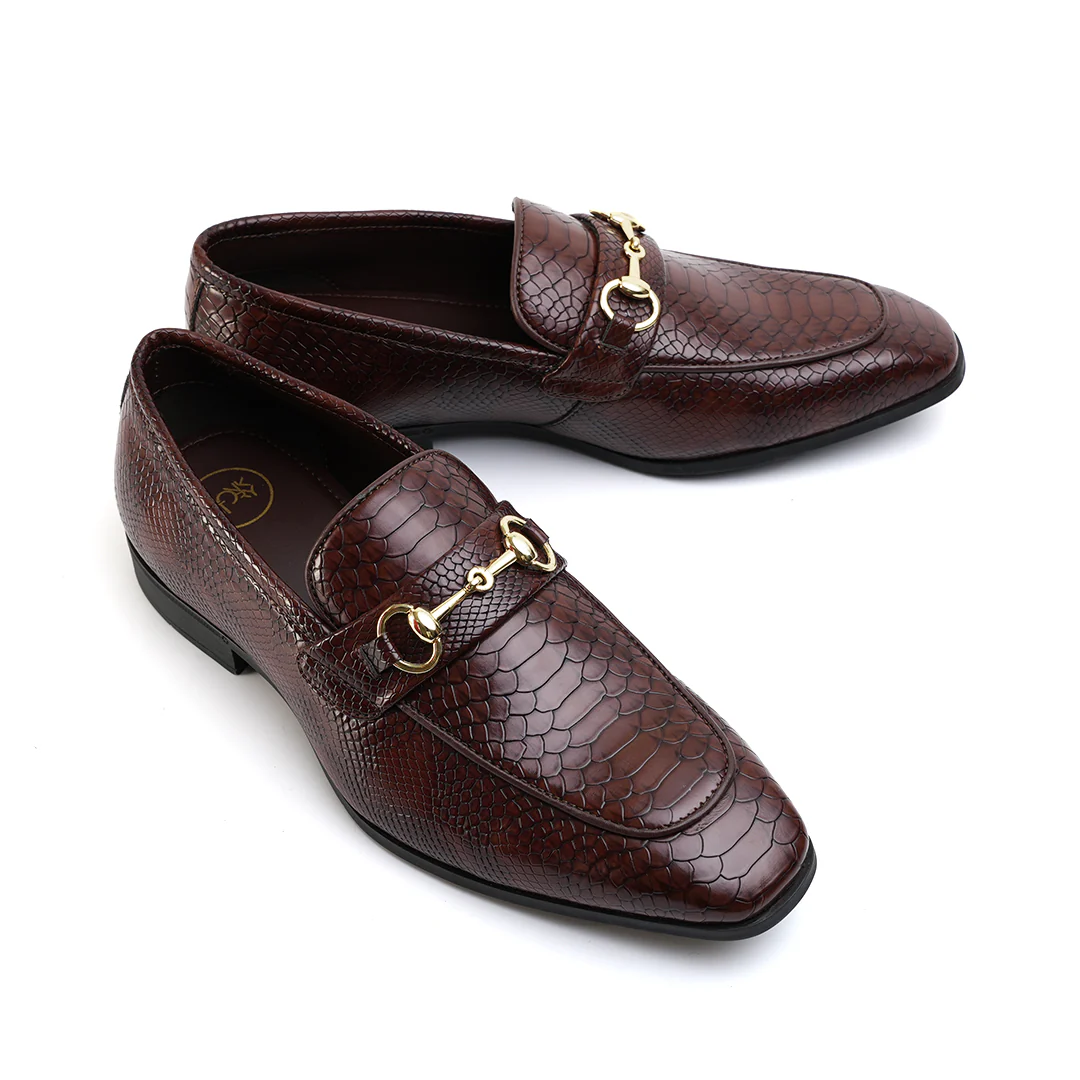 Monkstory Horsebit Snake-Effect Slip-Ons - Brown - Image 7
