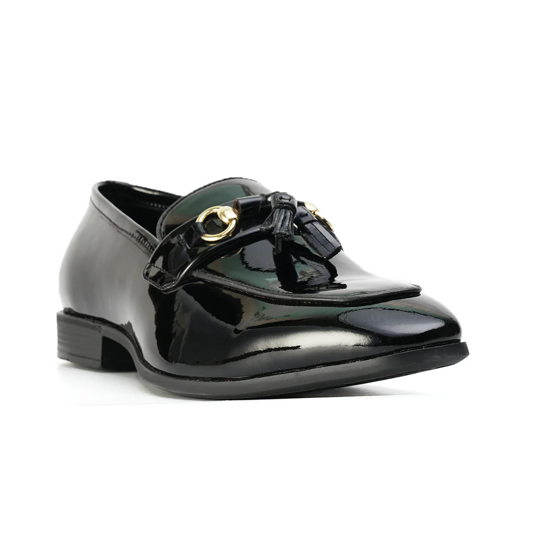Monkstory Horsebit Tasseled Patent Slip-Ons - Black - Image 3