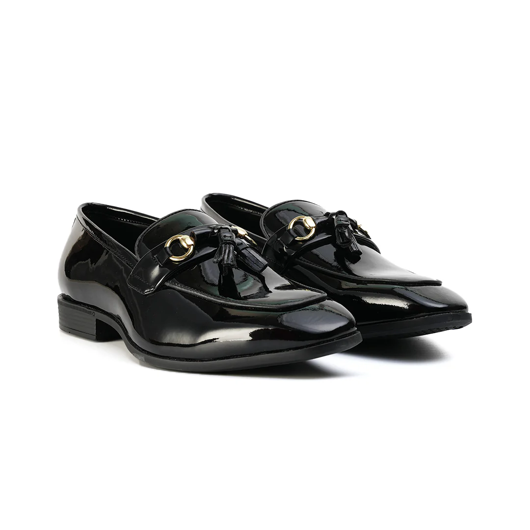 Monkstory Horsebit Tasseled Patent Slip-Ons - Black - Image 4