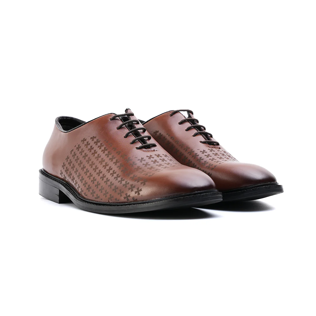 Monkstory Laser-Etched Oxford Lace-ups - Brown - Image 8