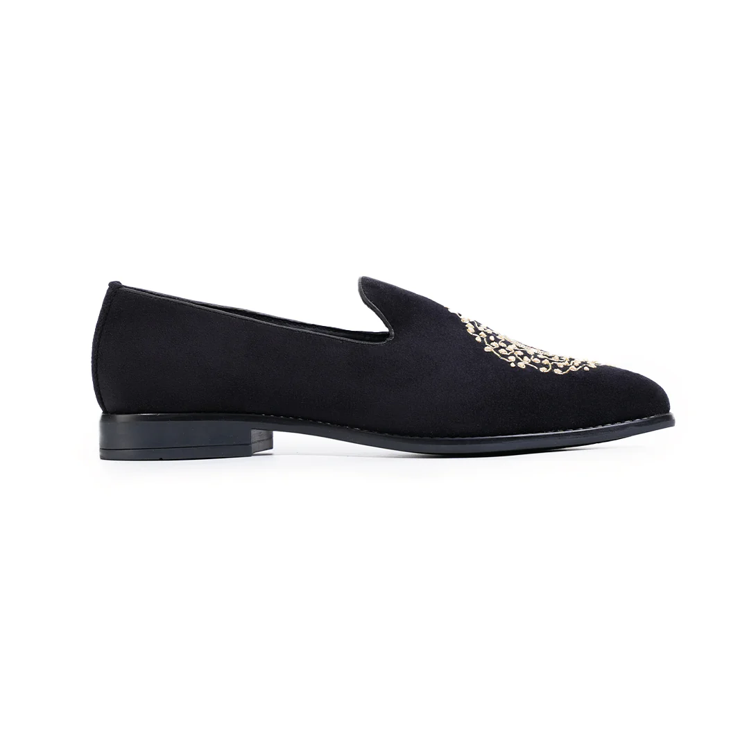 Monkstory Maharaja Zardosi Embroidered Slip-Ons – Black - Image 6
