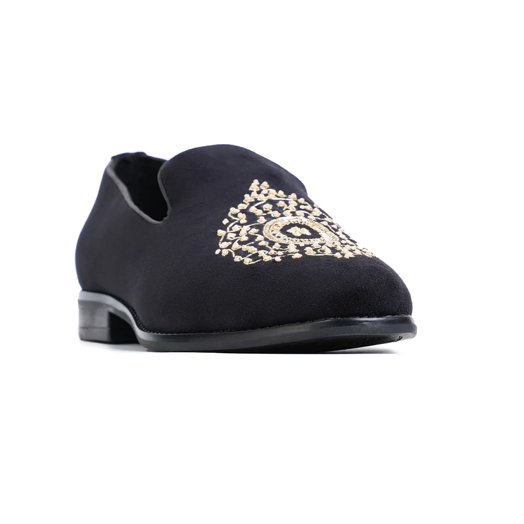 Monkstory Maharaja Zardosi Embroidered Slip-Ons – Black - Image 7