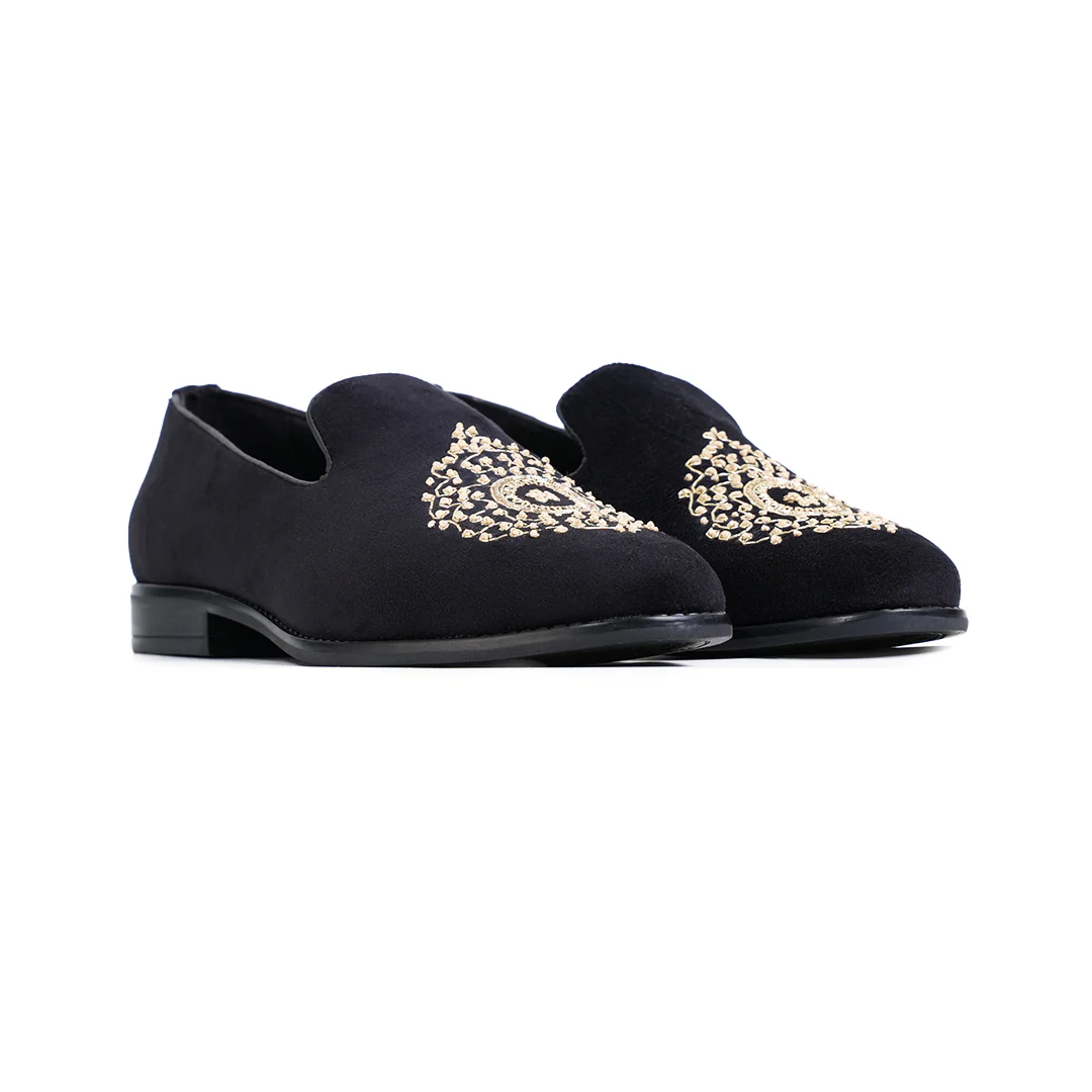 Monkstory Maharaja Zardosi Embroidered Slip-Ons – Black - Image 9