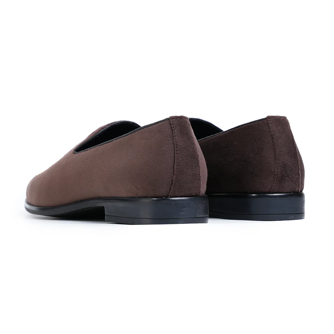 Monkstory Maharaja Zardosi Embroidered Slip-Ons – Brown - Image 10