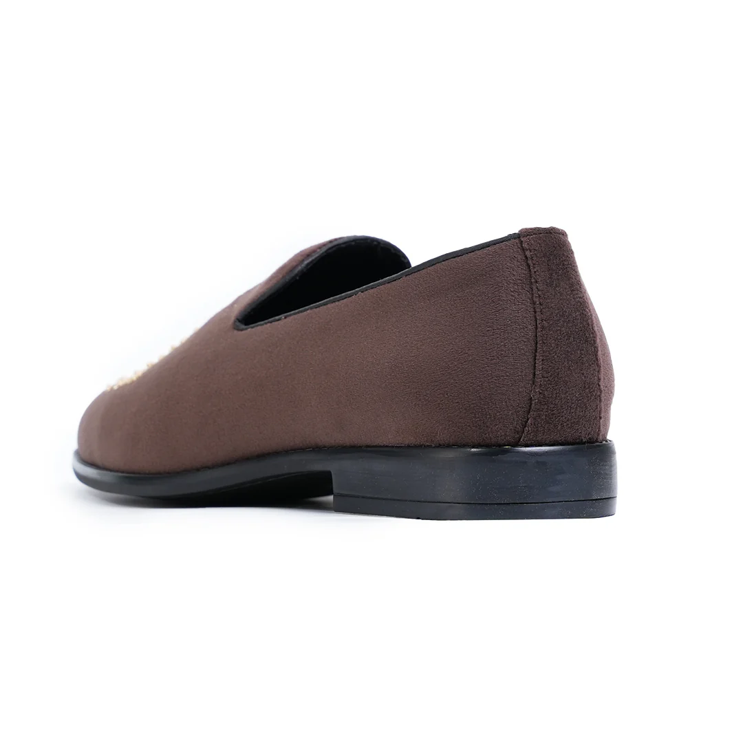 Monkstory Maharaja Zardosi Embroidered Slip-Ons – Brown - Image 8