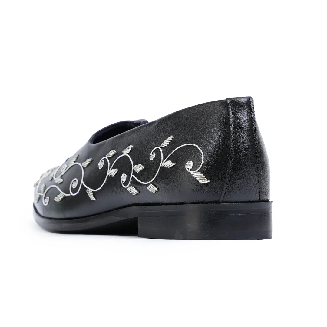 Monkstory Regal Floral Zardosi Mojari – Black - Image 7