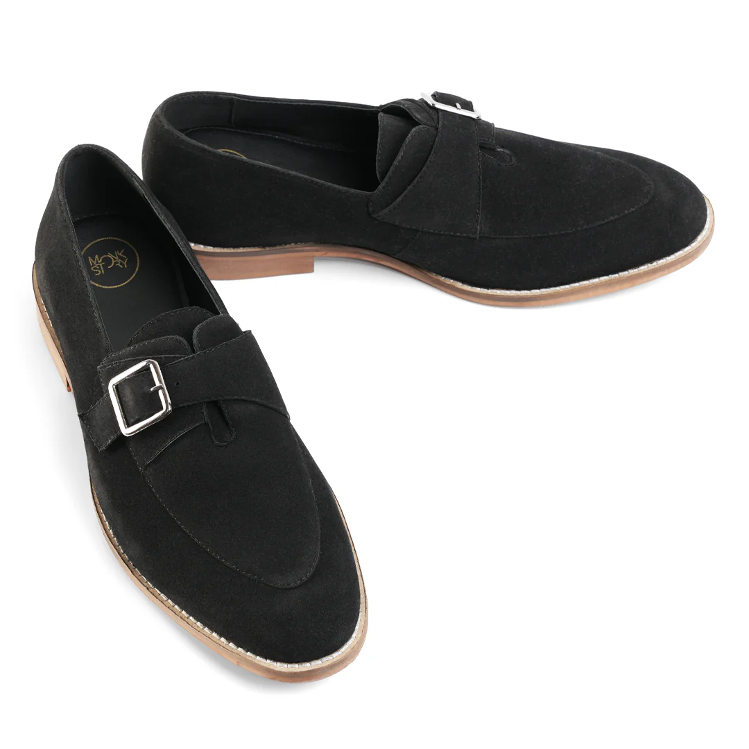 Monkstory Rustic Buckle Slip-Ons - Black - Image 8