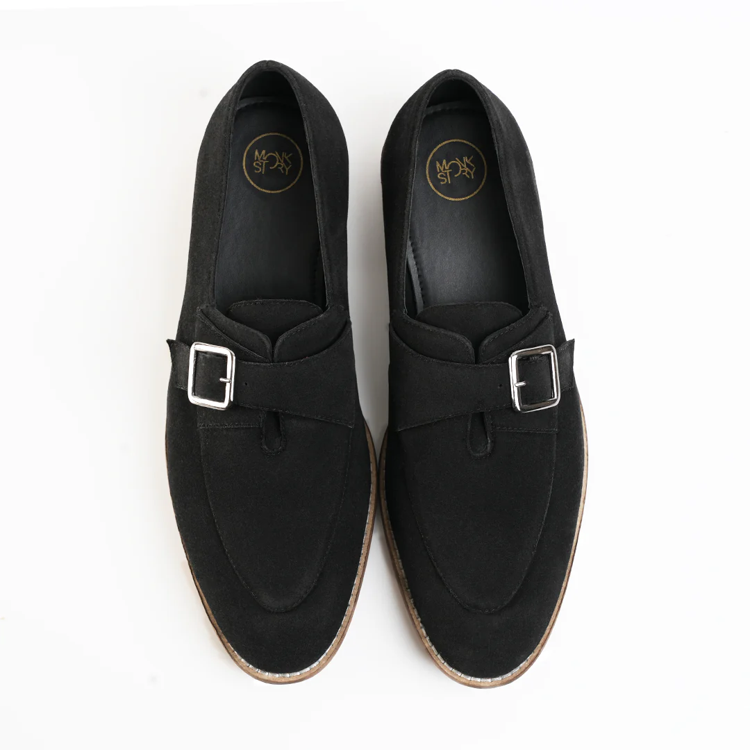 Monkstory Rustic Buckle Slip-Ons - Black - Image 9
