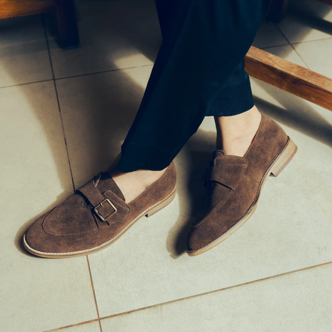 Monkstory Rustic Buckle Slip-Ons - Brown - Image 3