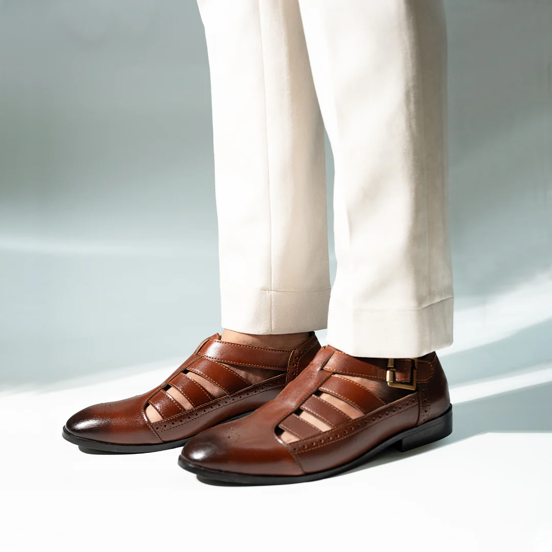 Monkstory Pathani Heritage Sandals - Tan