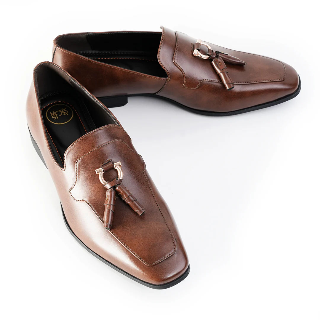 Monkstory Tassel Loafers with Rose-Gold Bit – Brown - Image 3