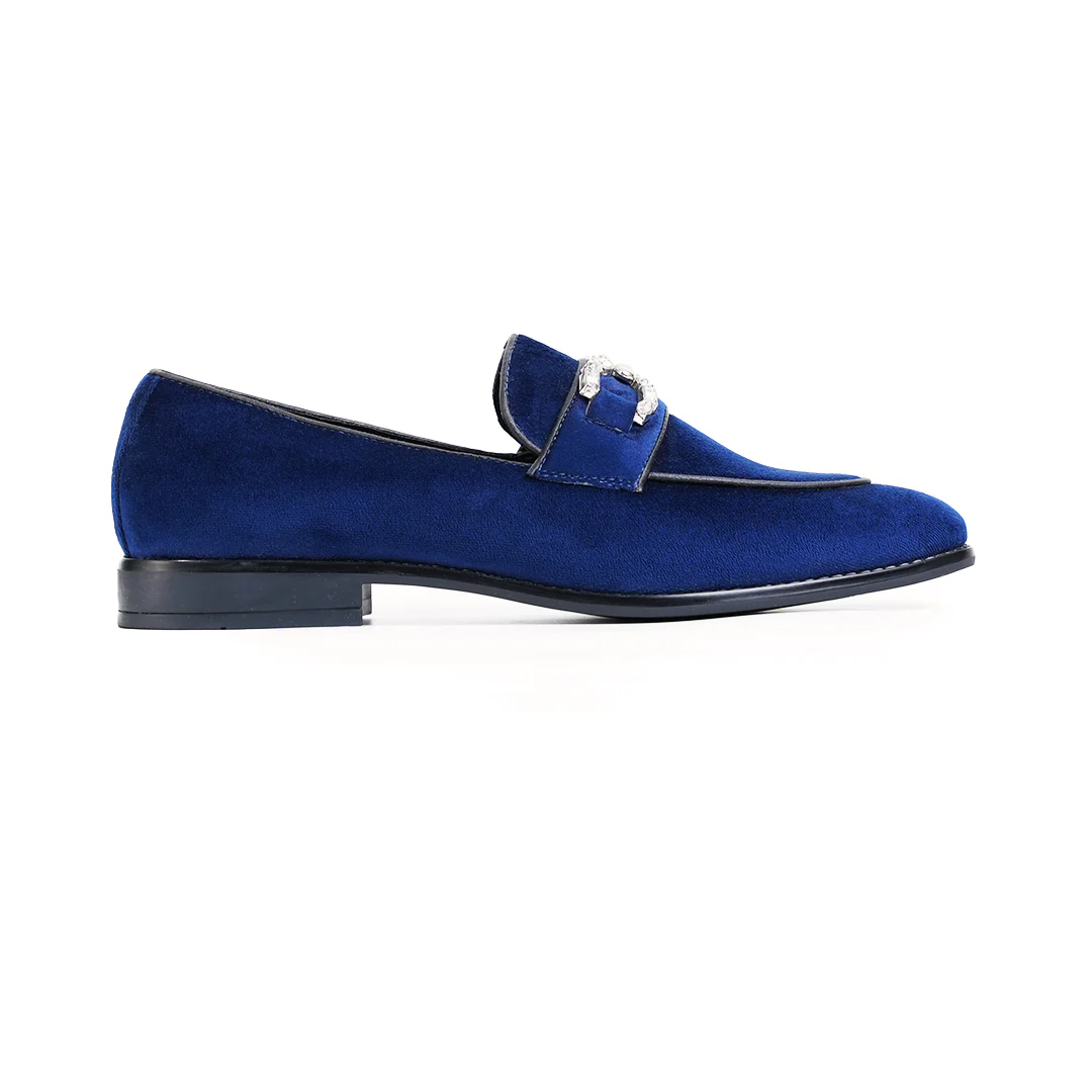 Monkstory Velvet Crystal Bit Loafers – Royal Blue - Image 3