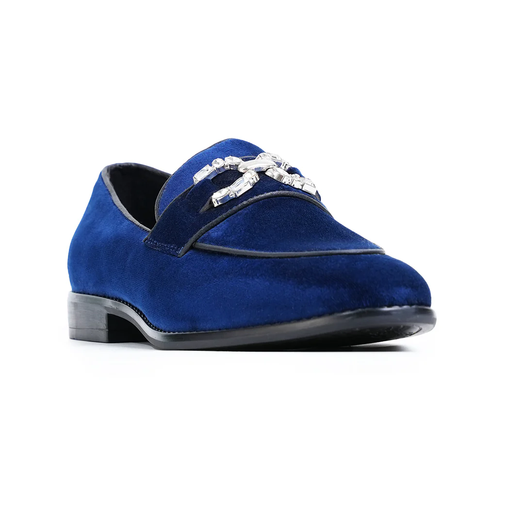 Monkstory Velvet Crystal Bit Loafers – Royal Blue - Image 6