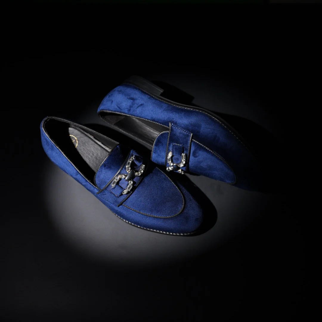 Monkstory Velvet Crystal Bit Loafers – Royal Blue - Image 7