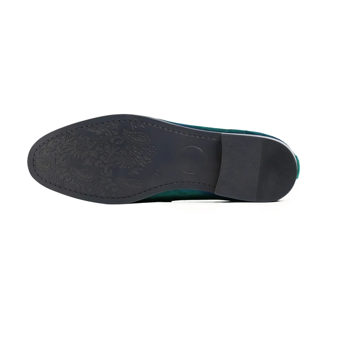 Monkstory Velvet Crystal Bit Loafers – Royal Green - Image 10