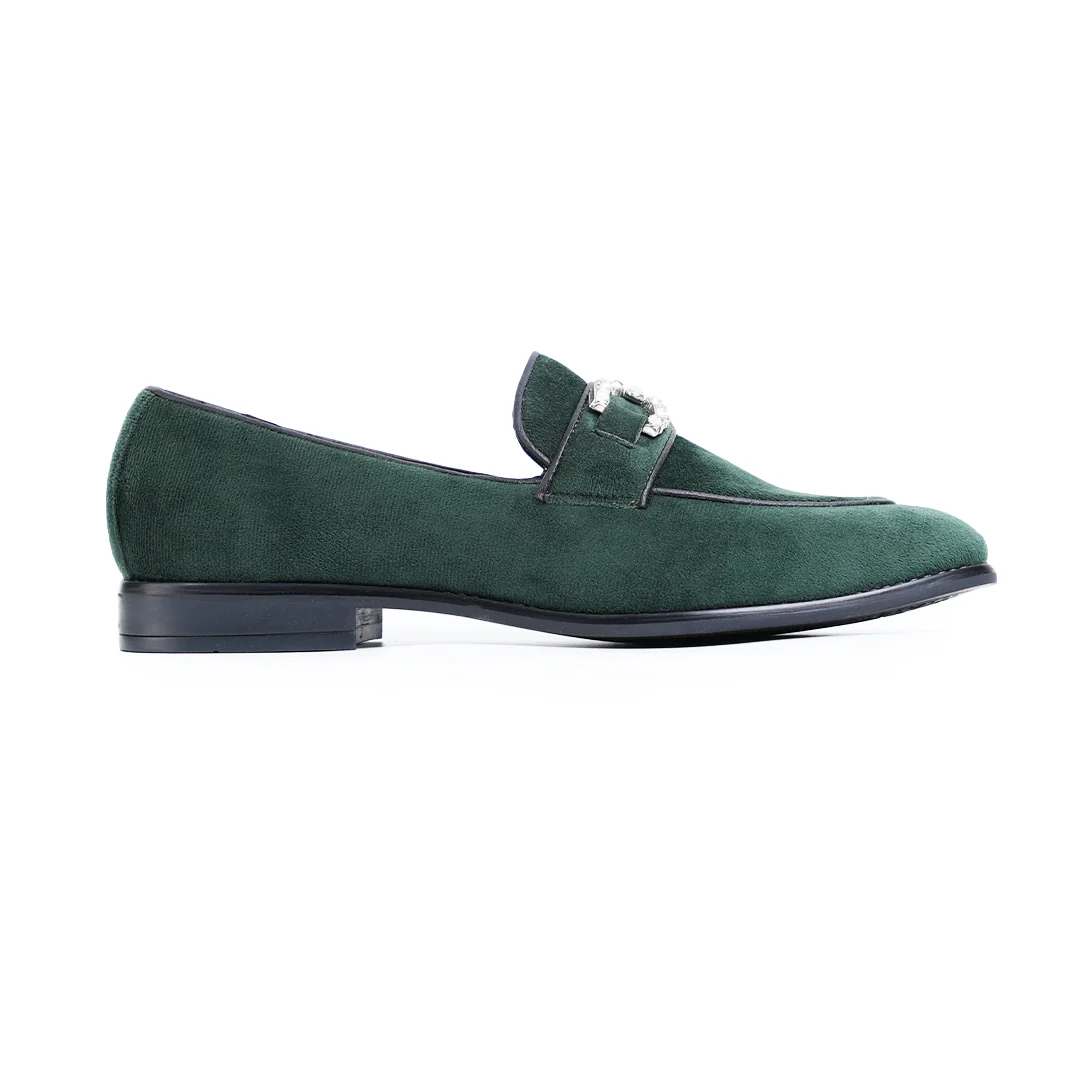 Monkstory Velvet Crystal Bit Loafers – Royal Green - Image 11