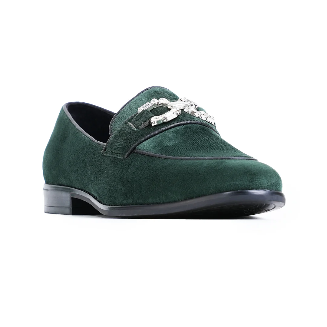 Monkstory Velvet Crystal Bit Loafers – Royal Green - Image 5