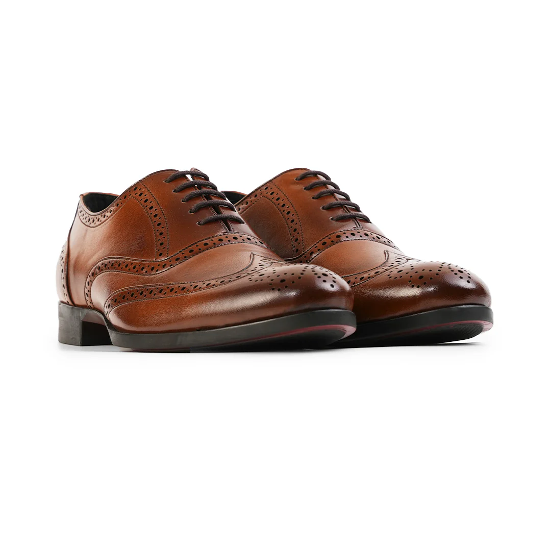 Monkstory Wingtip Oxford Lace-Up Brogues - Rich Tan - Image 10