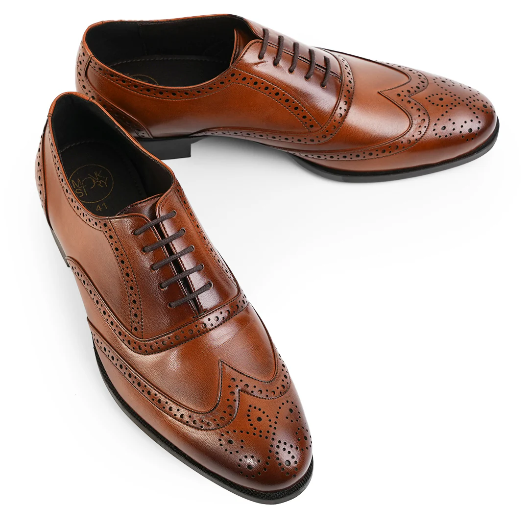 Monkstory Wingtip Oxford Lace-Up Brogues - Rich Tan - Image 6