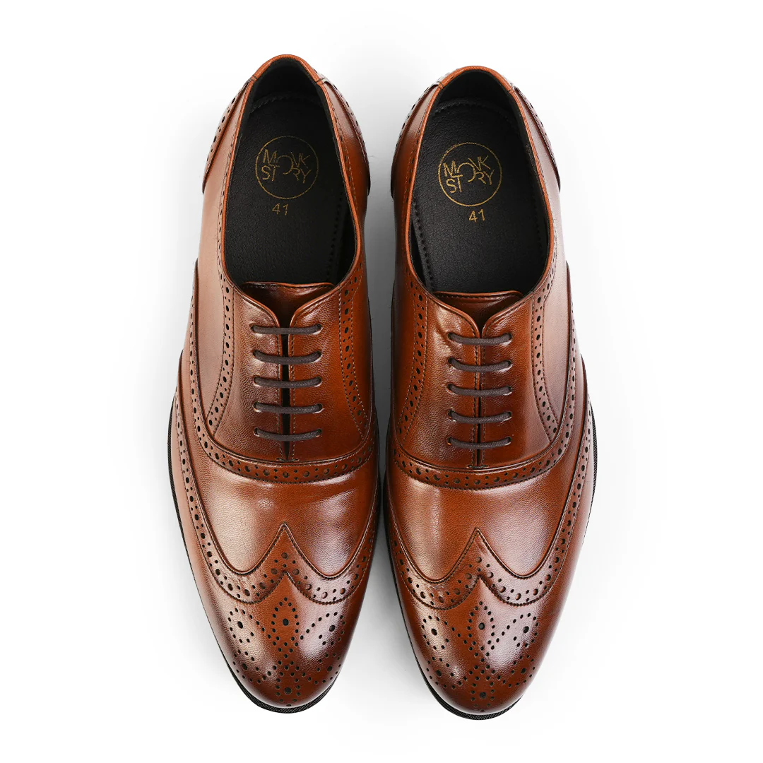 Monkstory Wingtip Oxford Lace-Up Brogues - Rich Tan - Image 7