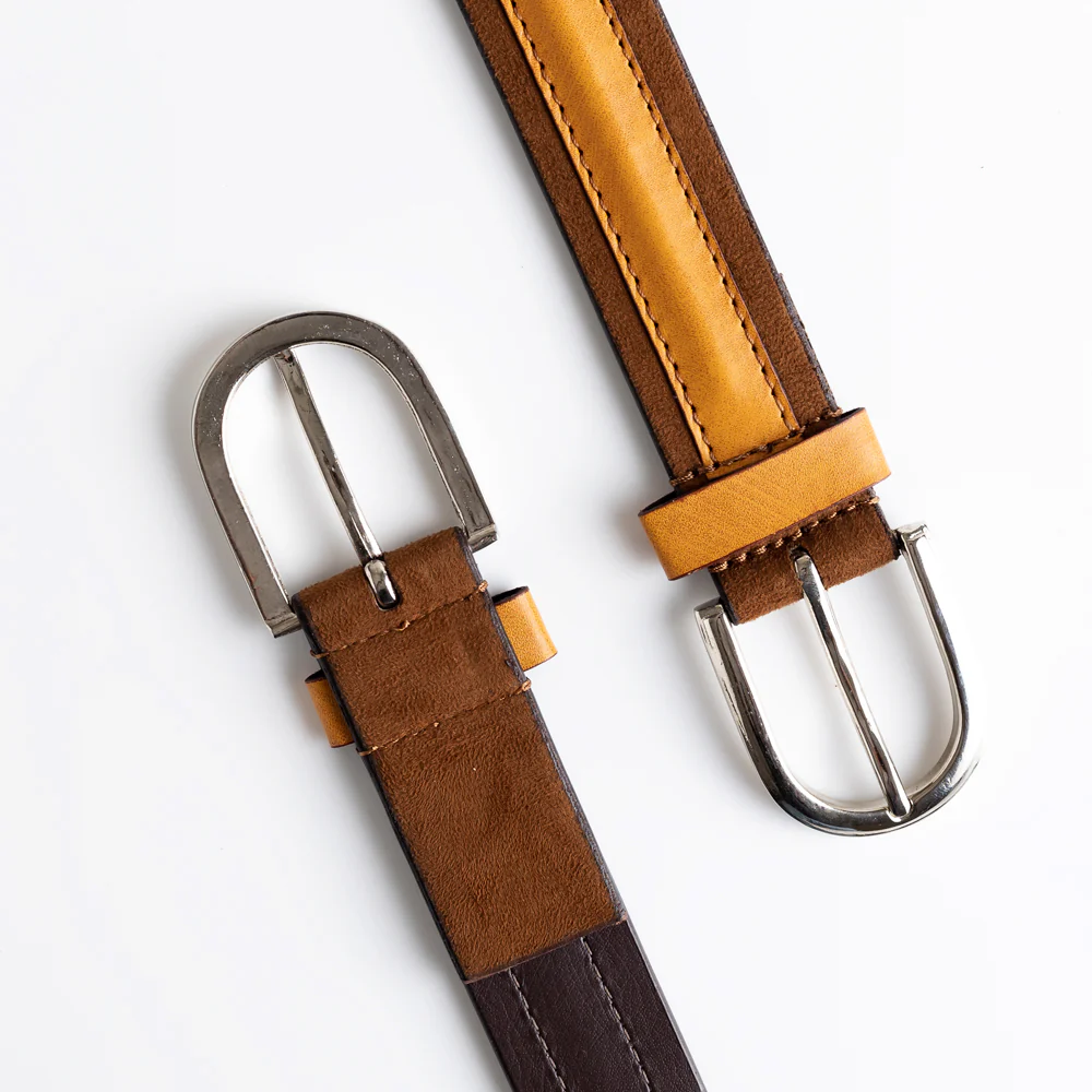 MonkStory Dual Color Classic Mens Belt - Brown / Tan - Image 3