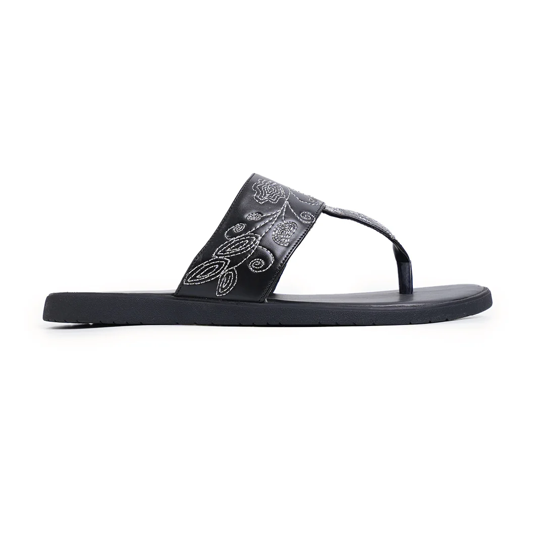 T-Rad Intricate Floral Embroidery Sandals - Black - Image 7