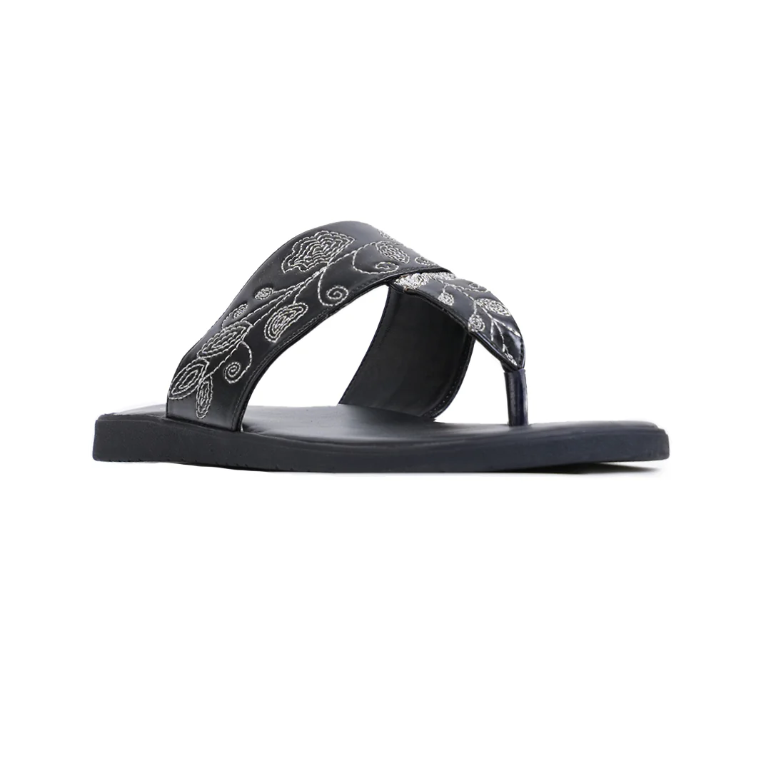 T-Rad Intricate Floral Embroidery Sandals - Black - Image 8