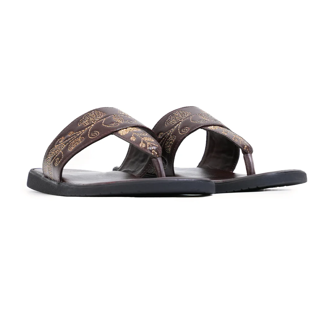 T-Rad Intricate Floral Embroidery Sandals - Brown - Image 11