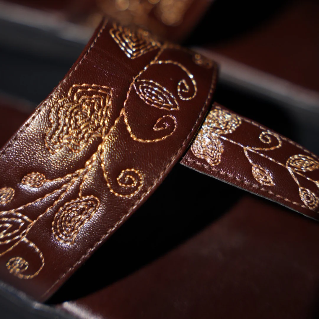 T-Rad Intricate Floral Embroidery Sandals - Brown - Image 3