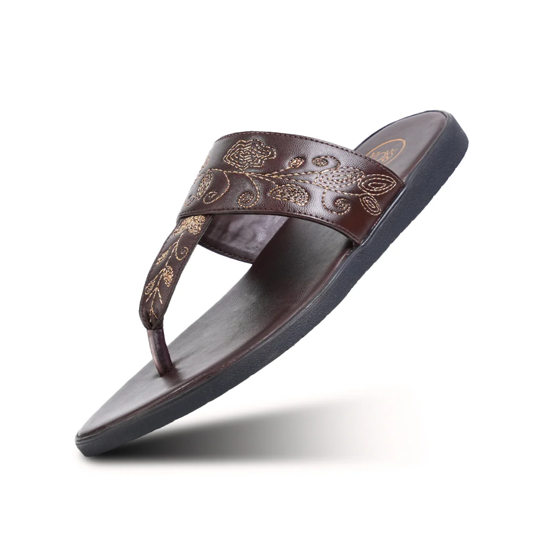 T-Rad Intricate Floral Embroidery Sandals - Brown - Image 6