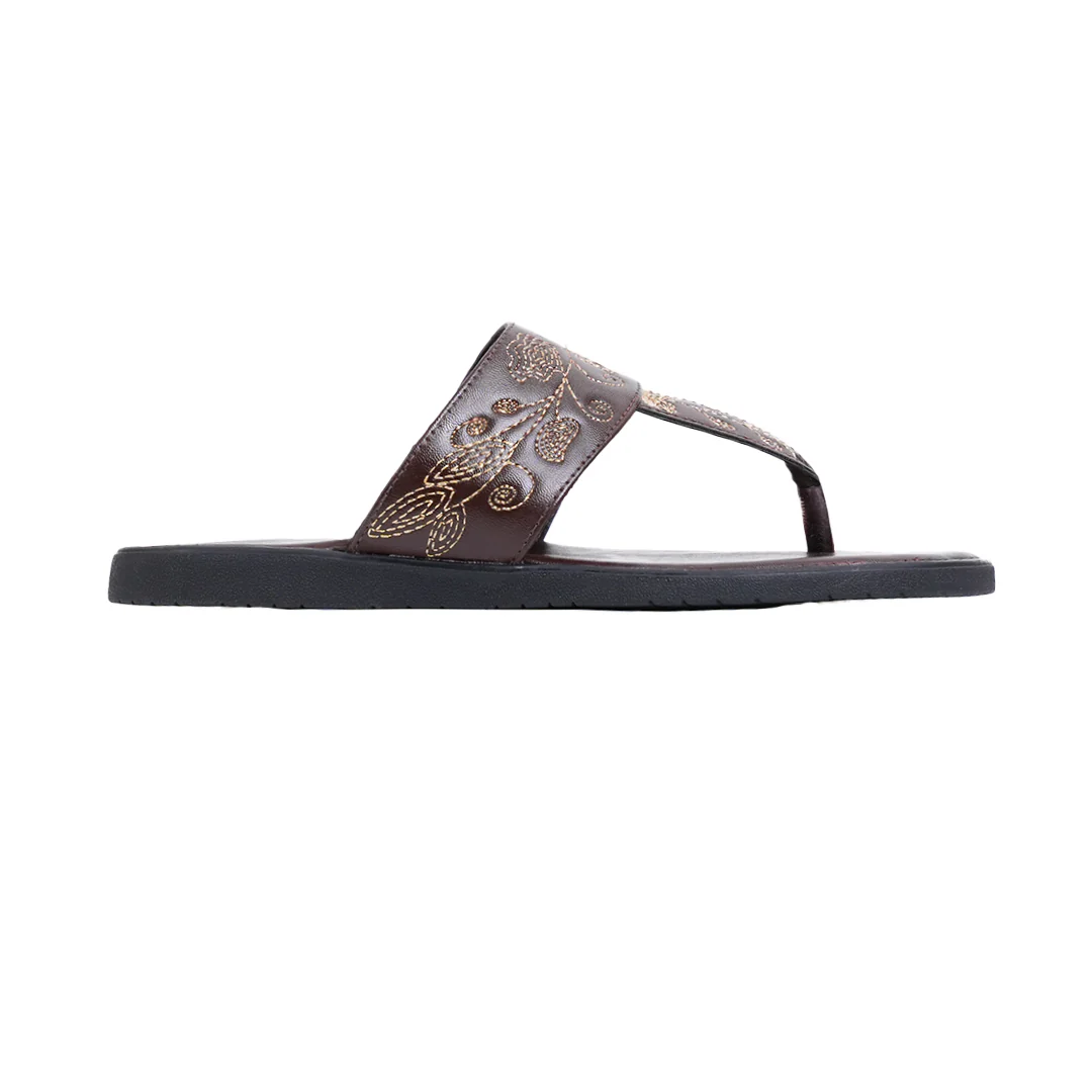 T-Rad Intricate Floral Embroidery Sandals - Brown - Image 7