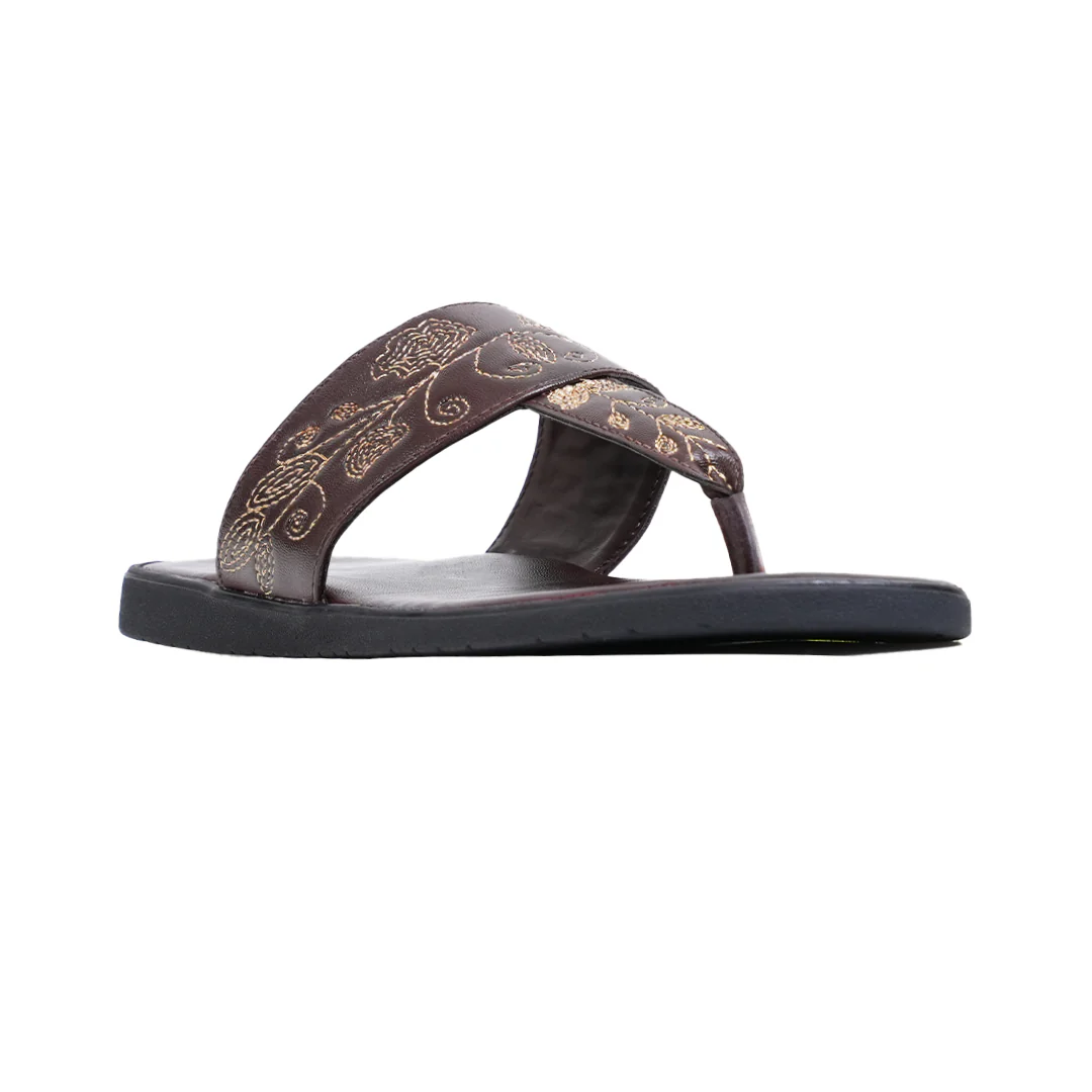 T-Rad Intricate Floral Embroidery Sandals - Brown - Image 9
